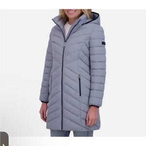 DKNY Women's Stretch Walker Hooded
Coat, Gray Size XS